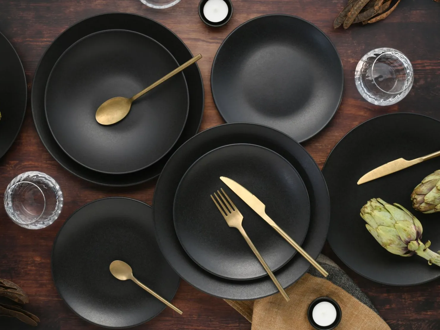 Creatable Geschirrset|Teller|Soft Touch - Tellerset 12-tlg, Soft Touch - Tafelservice 12-tlg - Schwarz