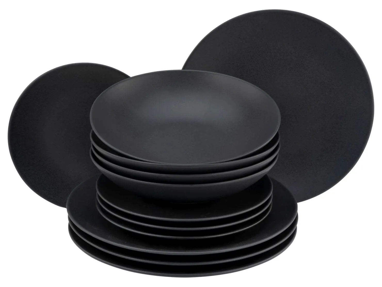 Creatable Geschirrset|Teller|Soft Touch - Tellerset 12-tlg, Soft Touch - Tafelservice 12-tlg - Schwarz
