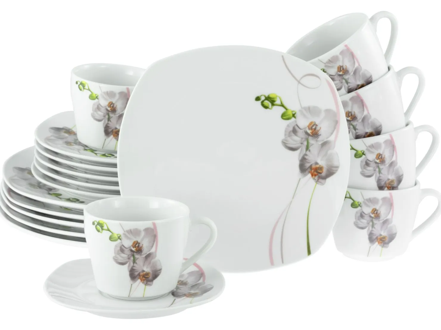 Creatable Geschirrset|Square - Kaffeeservice 18-tlg - Orchidee