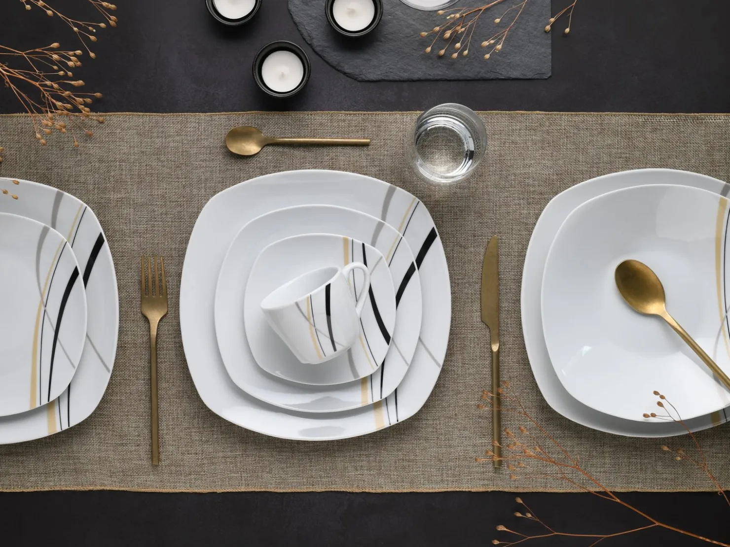 Creatable Geschirrset|Square - Kombiservice 30-tlg - Weiss