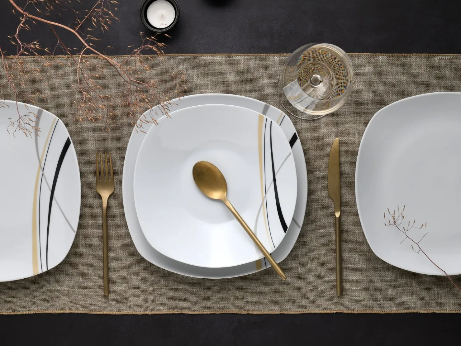 Creatable Geschirrset|Square - Tafelservice 12-tlg - Orchidee