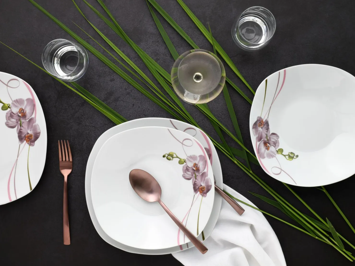 Creatable Geschirrset|Square - Tafelservice 12-tlg - Orchidee
