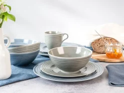 Creatable Geschirrset|Stripes - Kombiservice 16-tlg - Stein/Blau