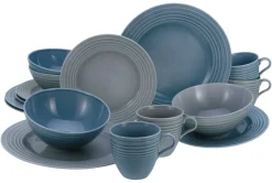 Creatable Geschirrset|Stripes - Kombiservice 16-tlg - Stein/Blau