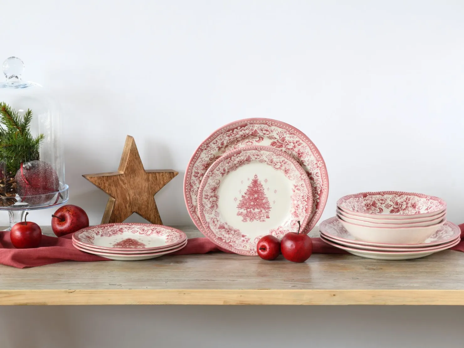 Creatable Geschirrset|Tannenbaum - Tellerset 12-tlg - Rot