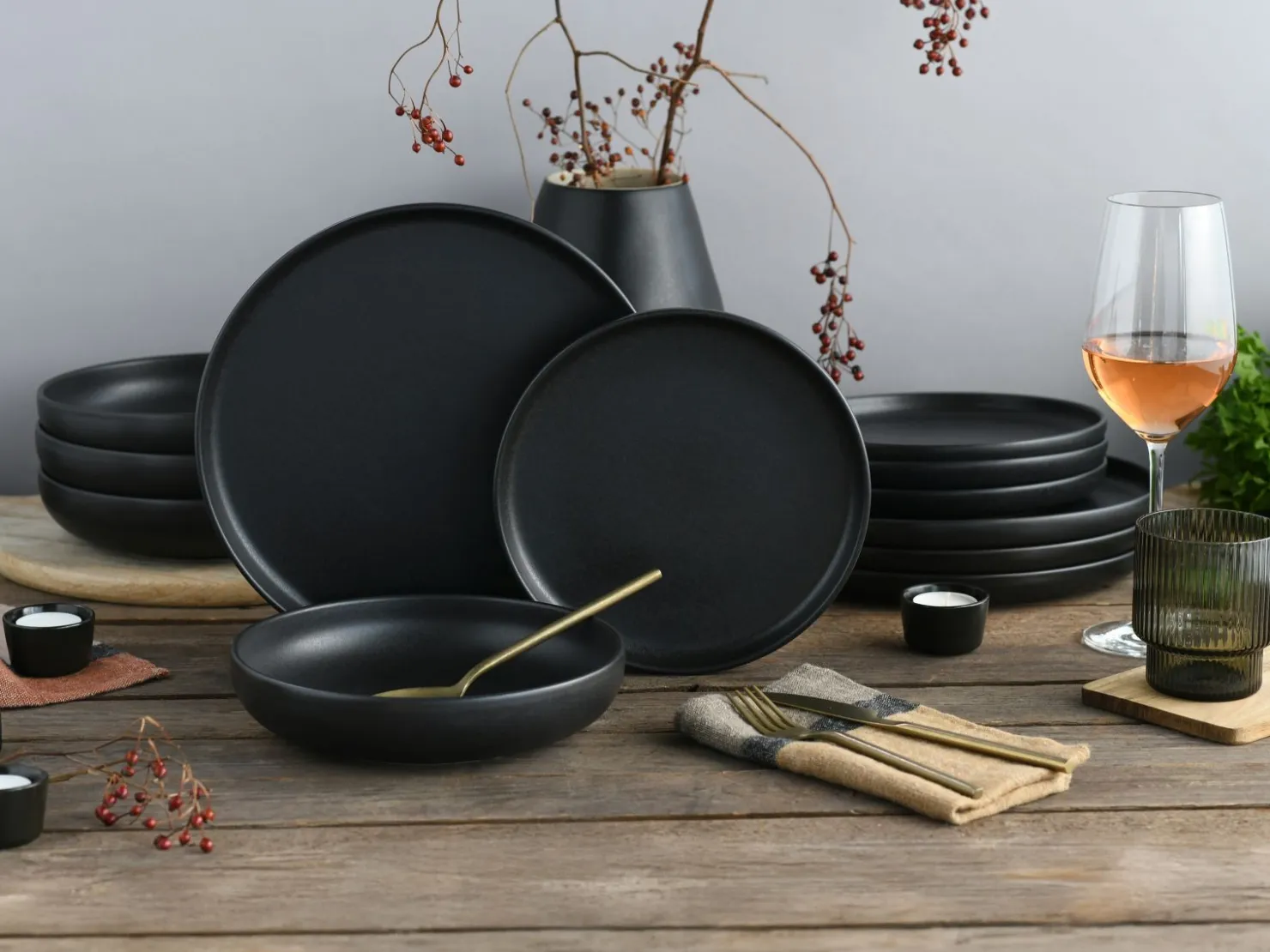 Creatable Geschirrset|Teller|Uno - Tellerset 12-tlg - Black