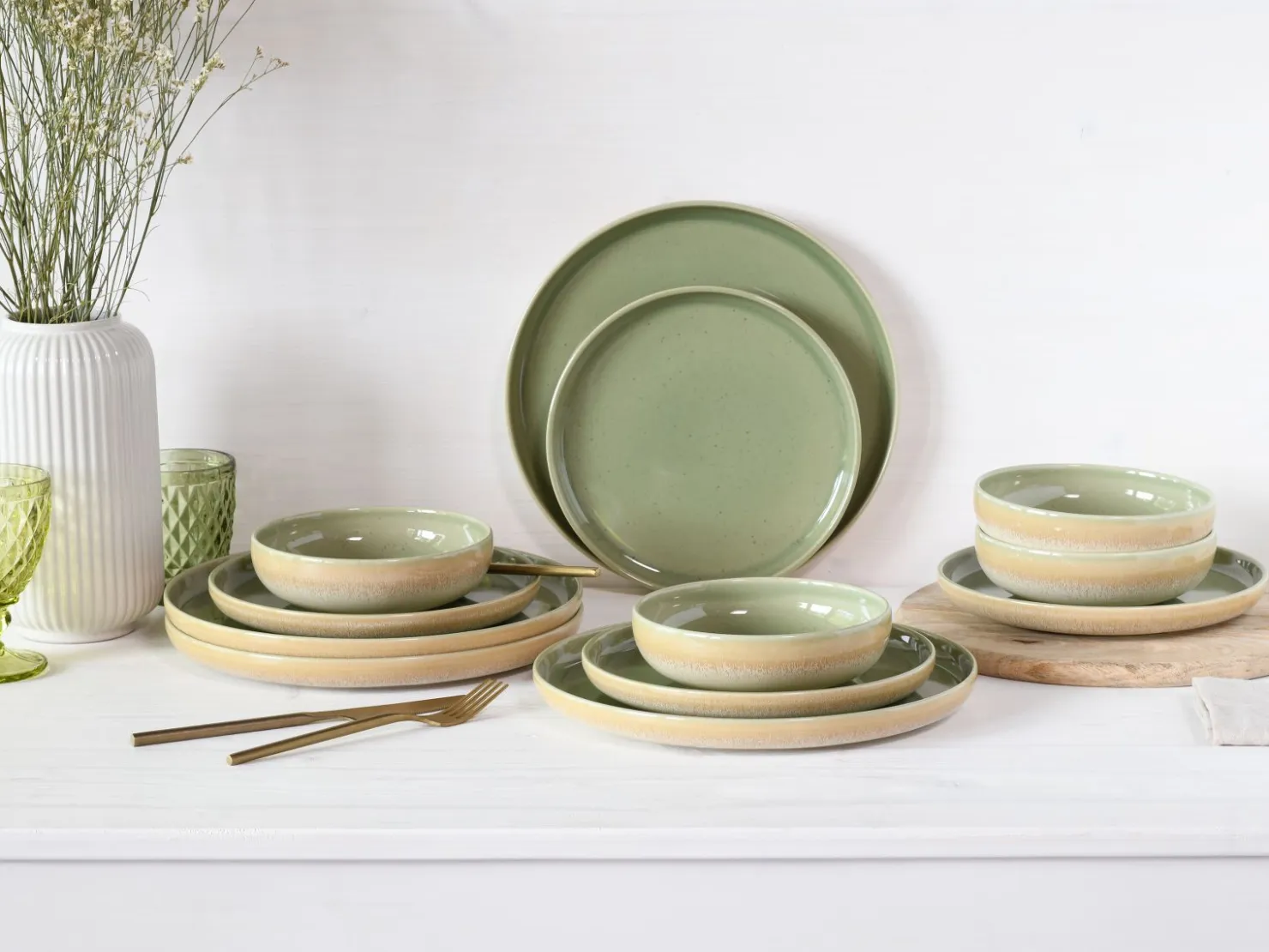 Creatable Geschirrset|Teller|Uno - Tellerset 12-tlg - Offwhite