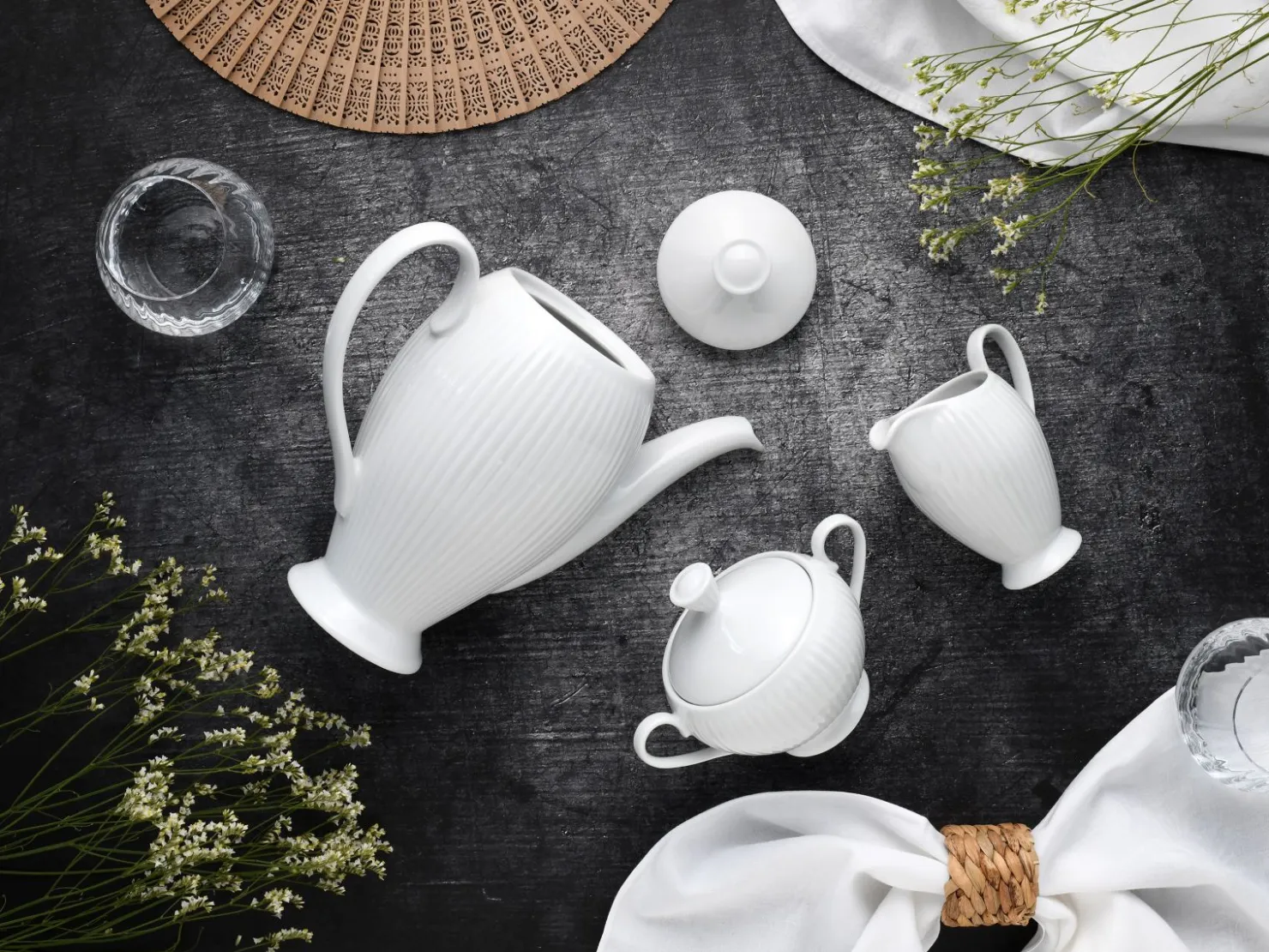Creatable Geschirrset|Valencia - Kaffeegarnitur 3-tlg - Weiss