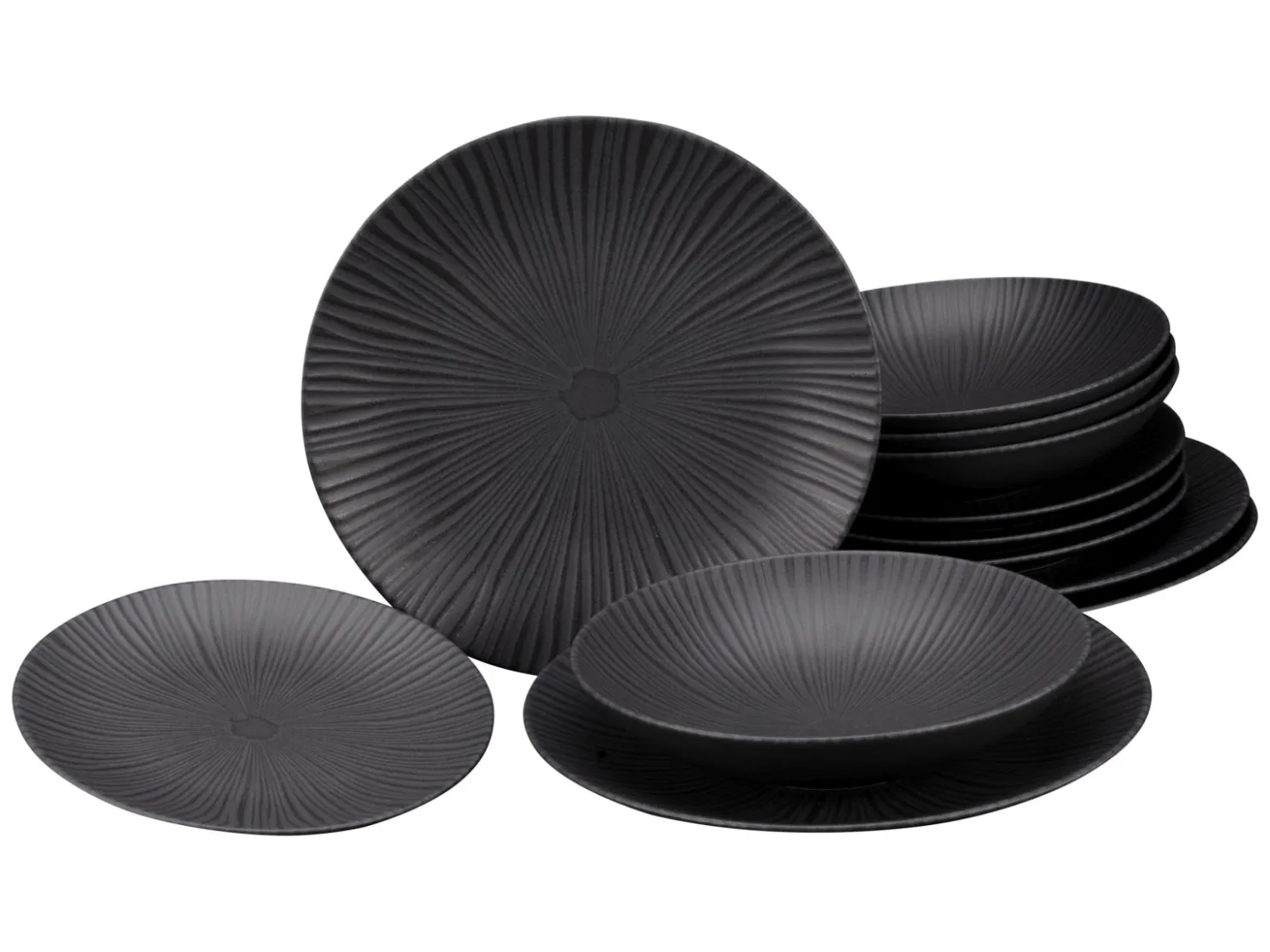 Creatable Geschirrset|Teller|Vesuvio - Tellerset 12-tlg - Schwarz