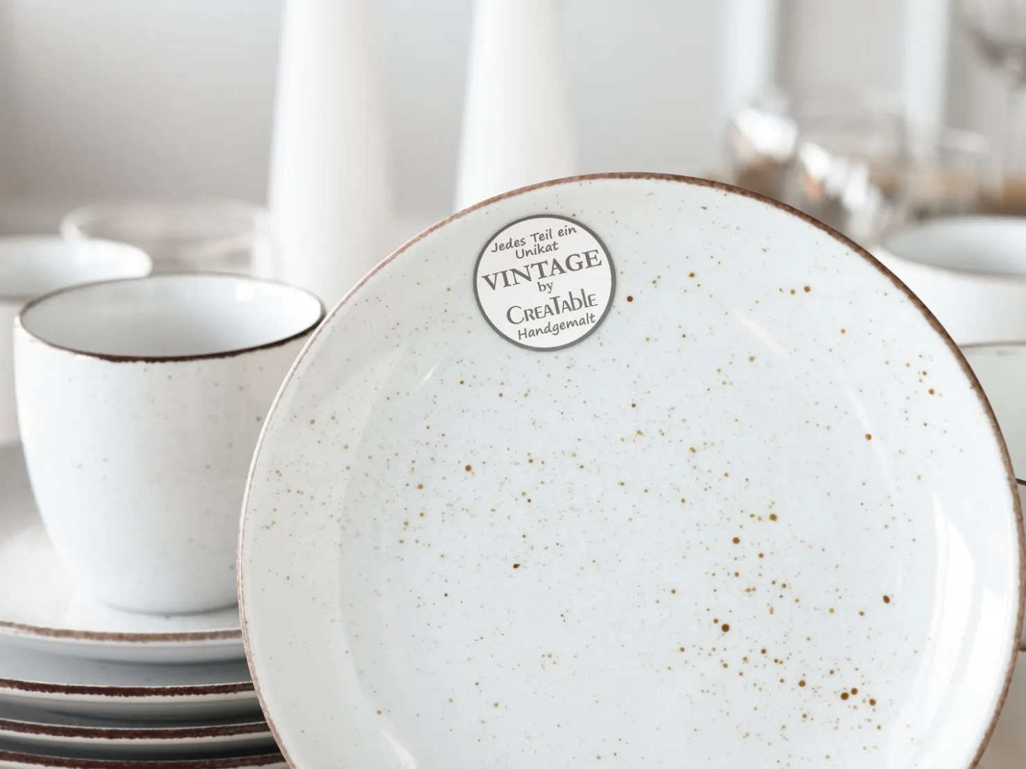 Creatable Geschirrset|Vintage Nature - Kombiservice 16-tlg - Weiss