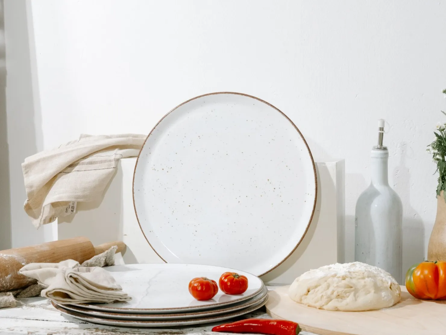 Creatable Pizza & Pasta|Geschirrset|Vintage Nature - Pizzateller 4-tlg - Weiss
