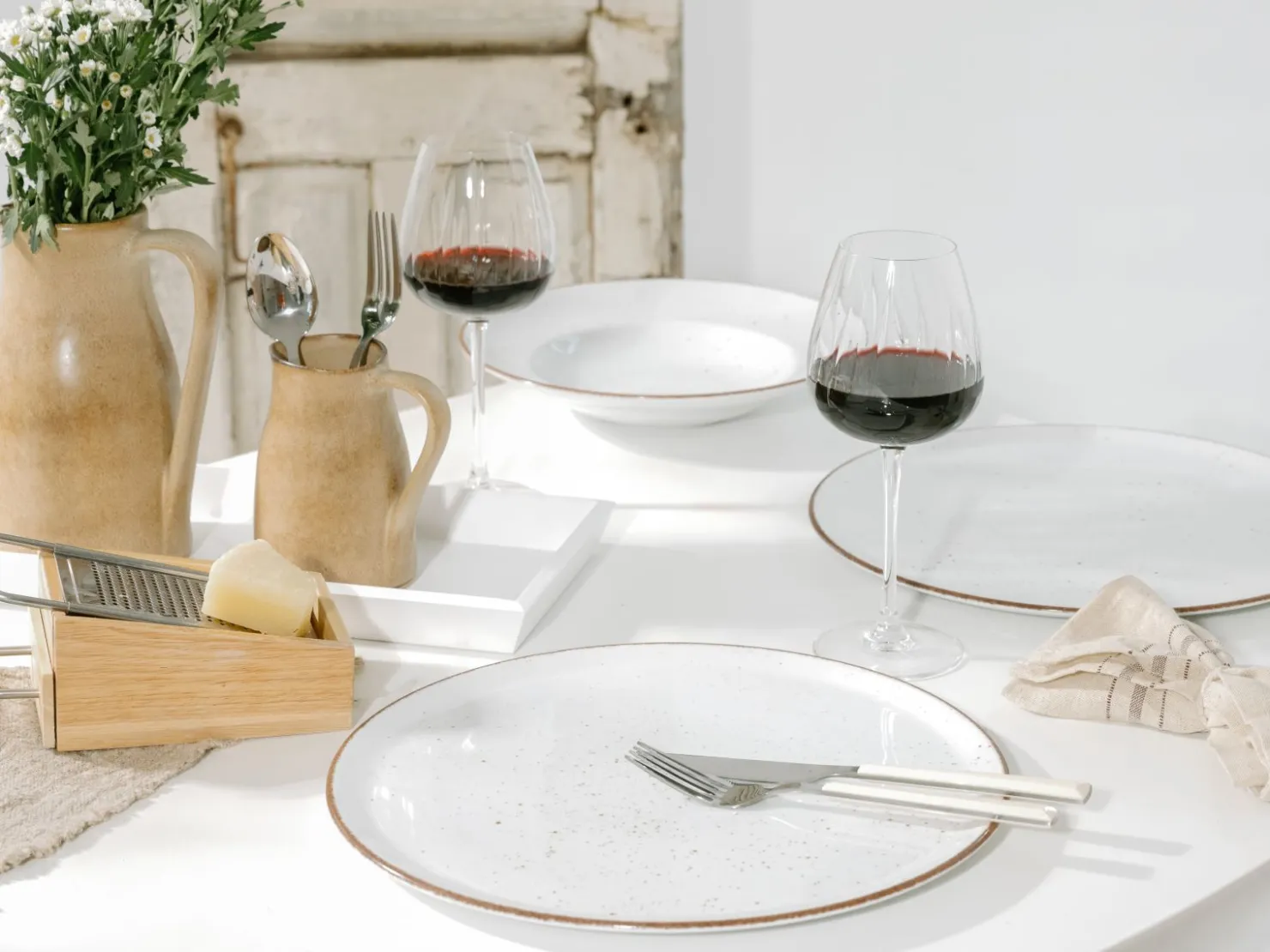 Creatable Pizza & Pasta|Geschirrset|Vintage Nature - Pizzateller 4-tlg - Weiss