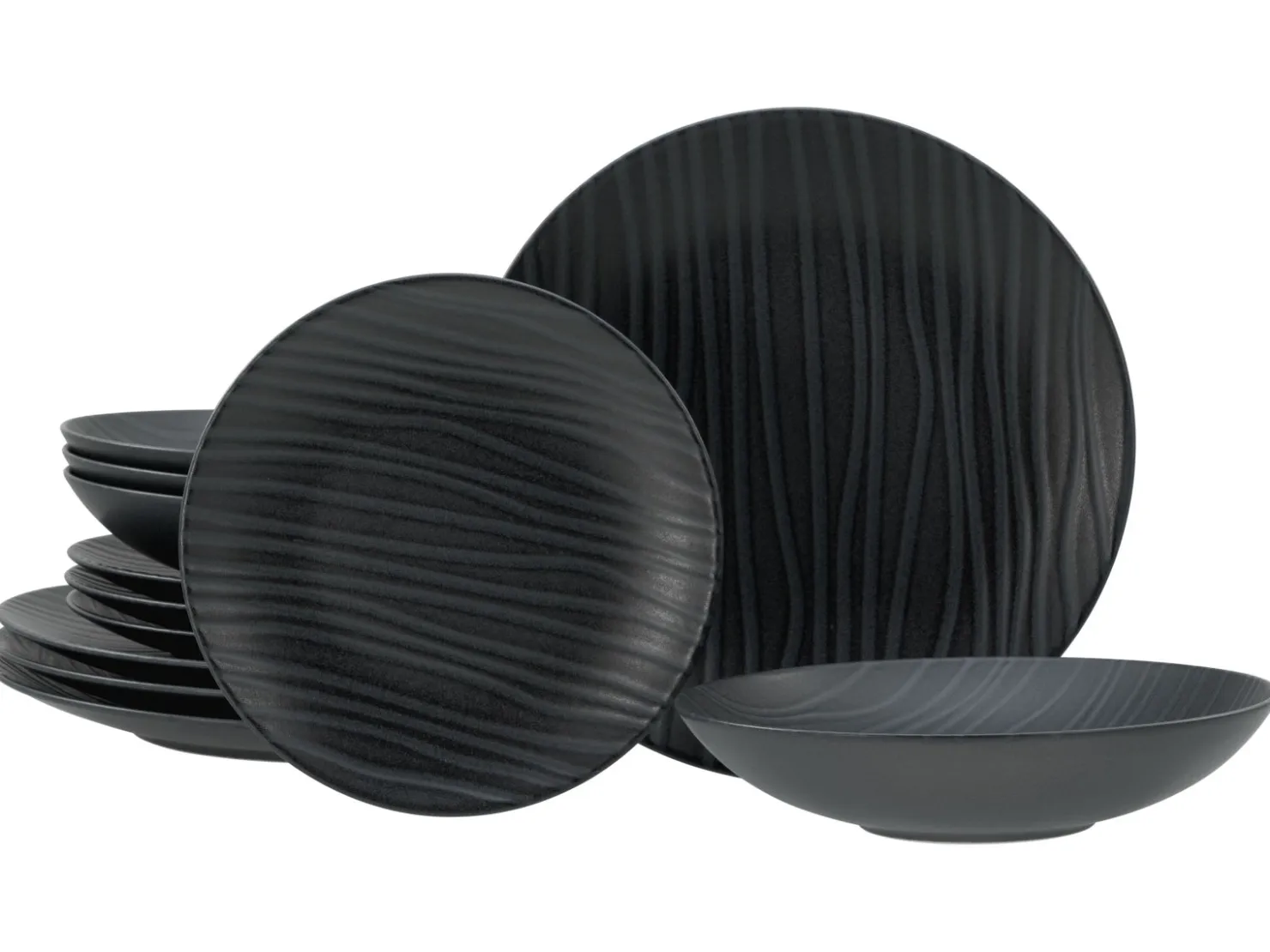 Creatable Geschirrset|Waves - Tafelservice 12-tlg - Schwarz